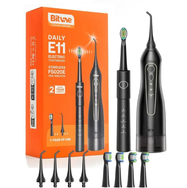  دستگاه شست و شوی دهان و دندان بیتوی Bitvae مدل 5020E به همراه مسواک برقی سفید مشکی 